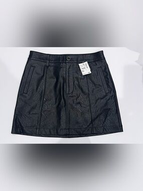 PAIGE Black Faux Leather Mini Skirt NWT